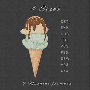 Ice Cream - Machine Embroidery Design, Mini Ice Cream Embroidery Design, Ice Cream Embroidery File, Mini Summer Embroidery Designs