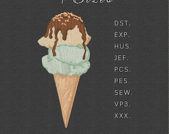 Ice Cream Machine Embroidery Design: Mini Summer File (4 Sizes)