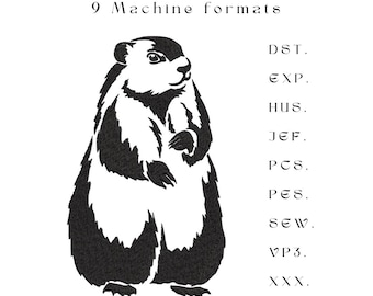 Marmot Embroidery Design: Groundhog Silhouette (Digital File)
