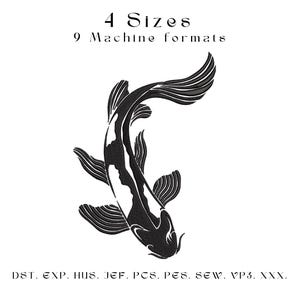 Koi Fish Silhouette Embroidery Design: Japanese Fish (4 Sizes) (Instant Download)