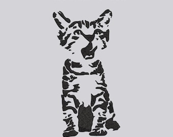Cat Yawning Machine Embroidery Design - Digital Download for Unique Projects