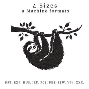 Sloth Embroidery Design: Jungle Animal Silhouette (Digital File)