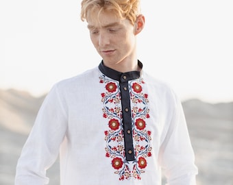 Ukrainian Embroidered Shirt for Men | Traditional Vyshyvanka Linen Shirt