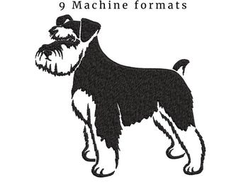Schnauzer Dog Silhouette Embroidery Design: 4 Sizes (Digital Download)