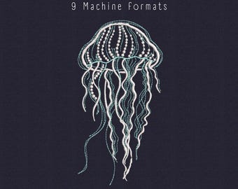 Jellyfish Machine Embroidery Design: Ocean Life, 4 Sizes (Digital Download)