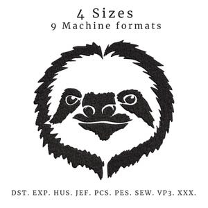 Cute Sloth Embroidery Design – Jungle Animal Machine Embroidery for Baby Clothes & Nursery Decor, 4 Sizes