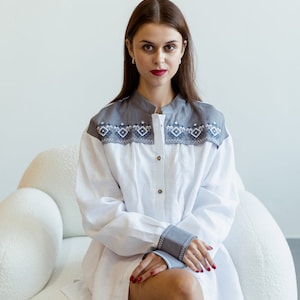 Women’s Ukrainian Blouse – Linen Embroidered Vyshyvanka, Boho Folk Shirt, Traditional Ethnic Clothing