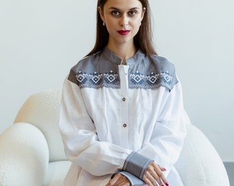 Women’s Ukrainian Blouse – Linen Embroidered Vyshyvanka, Traditional Ethnic Clothing