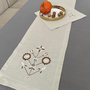 Ukrainian Embroidered Table Runner – Floral Linen Table Decor, Rustic Folk Gift, 140x30 cm