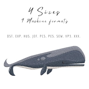 Blue Whale Machine Embroidery Design: 4 Sizes (Instant Download)