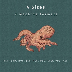 Octopus Embroidery Design: Sea Life Machine Embroidery (Digital Download)