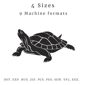 Sea Turtle Machine Embroidery Design – 4 Sizes | Green Turtle Embroidery Pattern | Instant Download