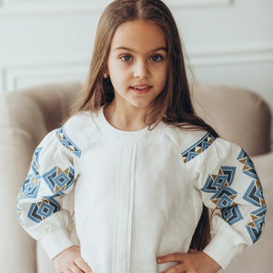Ukrainian Vyshyvanka Sorochka,Ukrainian Shirt with Embroidery for girl, Linen Embroidered Shirt, Folk Vyshyvanka for kids