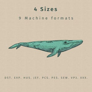 Blue Whale Machine Embroidery Design: Ocean Fish (Digital Instant Download)