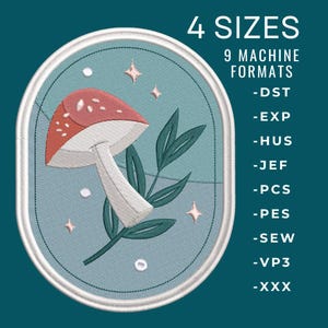 Whimsical Floral and Mushroom Embroidery Template - Digital Download