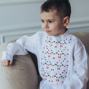 Boy’s Ukrainian Shirt – Embroidered Vyshyvanka for Children, Folk Linen Outfit