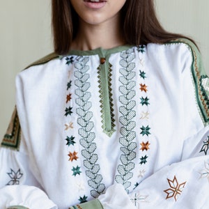 Ukrainian embroidered blouse, vyshyvanka linen shirt, peasant linen blouse with Gift for Her,