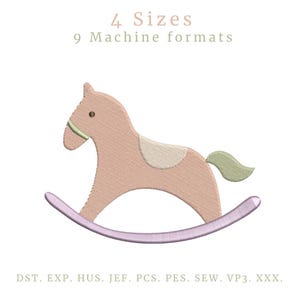Rocking Horse Embroidery Design – Sketch Stitch, Light Fill Baby Machine Embroidery, Quick Stitch File