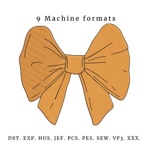 Minimalist  Bow Embroidery – Modern Ribbon Machine Design (Digital File), 4 sizes instant download