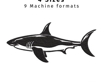Haai silhouet machineborduurontwerp (directe download)