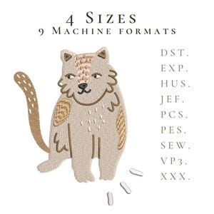 Cute Cartoon Cat Embroidery Design – Baby & Kids Machine File for Clothing or Pillow Decor, 4 Hoop Sizes