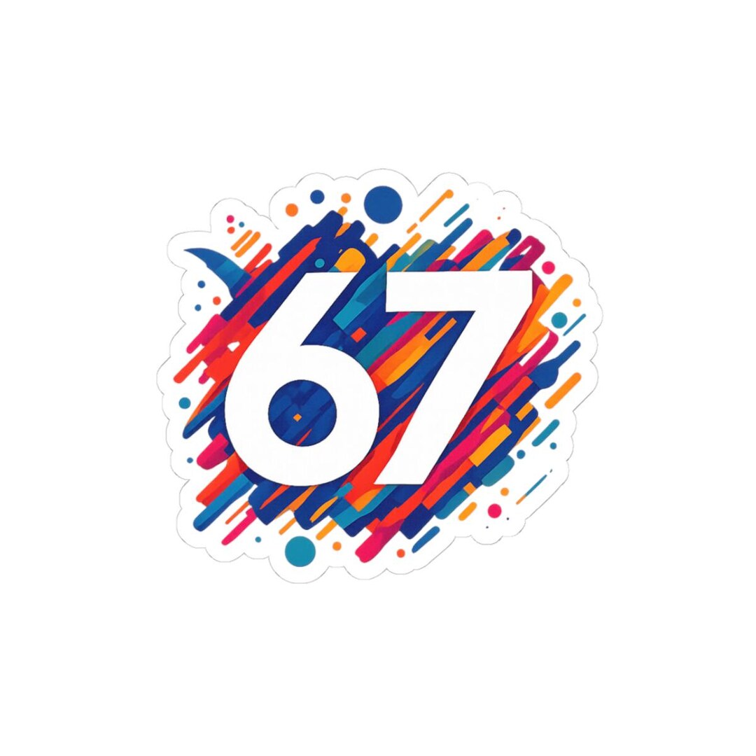 67 Color Splash Sticker Bold Abstract Number Y2K Street Art Aesthetic ...