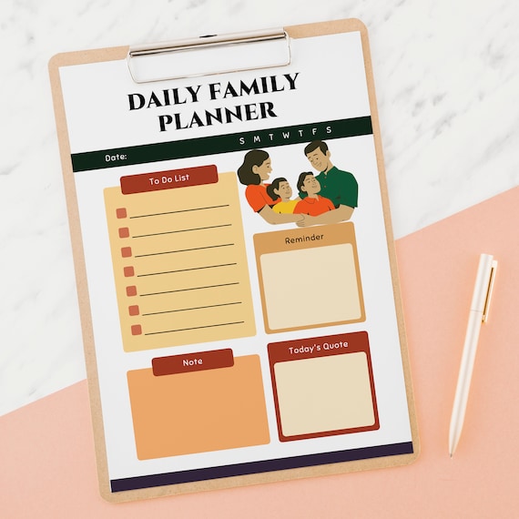 Daily Family Planner Printable EDITABLE CANVA Planner | Etsy