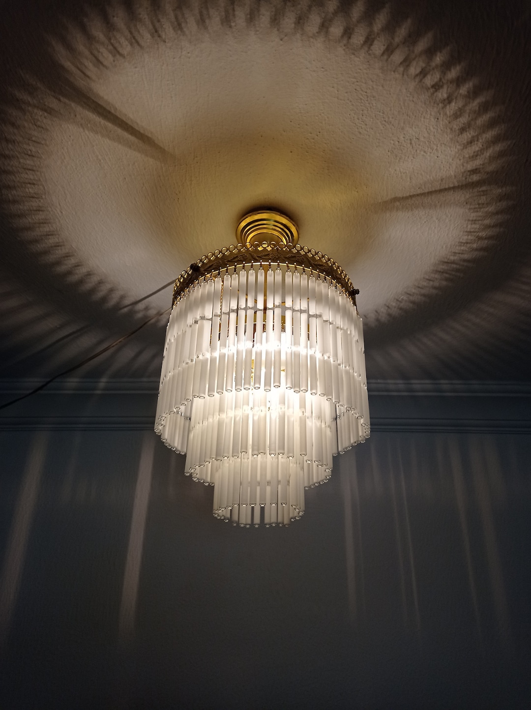 Single Chandelier Ceiling Pendant Light Vintage Milk Glass Stick Lamp Dining Room Lighting - Etsy