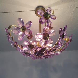 Vintage Pink Crystal Flower Chandelier Colored Ceiling Light Fixture Wedding Lighting Entryway