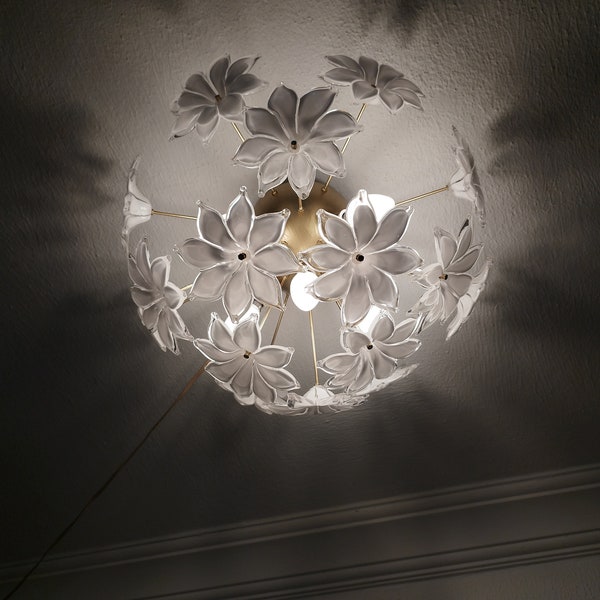 Sputnik Flush Mount Vintage Murano White Chandelier Lighting Basket Ceiling Light