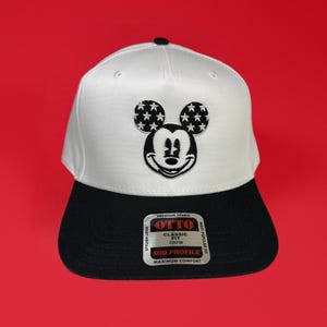 Snapback-pet Mickey Mouse zwart-wit geborduurde pet Stars & Stripes Ears Klassieke Otto Fit