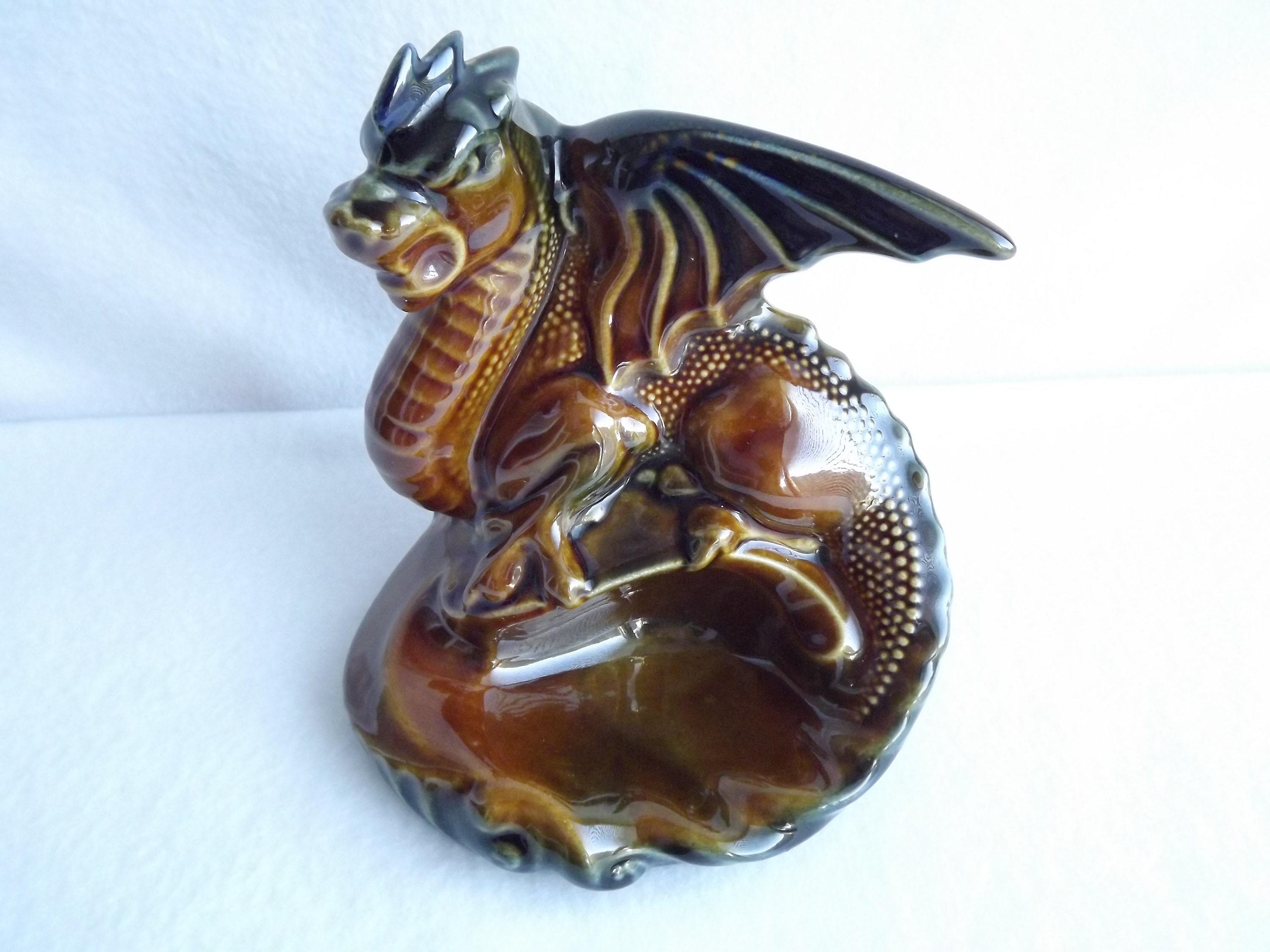 Vintage ceramic ashtray Pottery ashtray Dragon figure Etsy