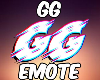 May include: A white graphic with the text "GG EMOTE" in a bold, white font with a glitch effect. The "GG" is larger than the word "EMOTE".