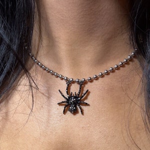 Punk Silver Spider Ball Chain Rock Goth Y2K Alt Emo Streetwear Hip Hop Trendy Chain Necklace Gift for Him Her