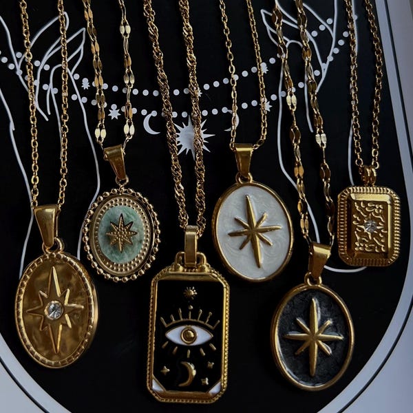 Minimalist Dainty Gold Tarnish Free Resistant Celestial Star Coin Sun Moon Pendant Hypoallergenic Jewelry Spirituality Chain Necklace Gift