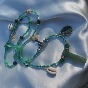 Green Aventurine Freshwater Heart Chakra Shell Pearl Natural Healing Crystal Summer Belly Waist Chain Body Beads Jewelry