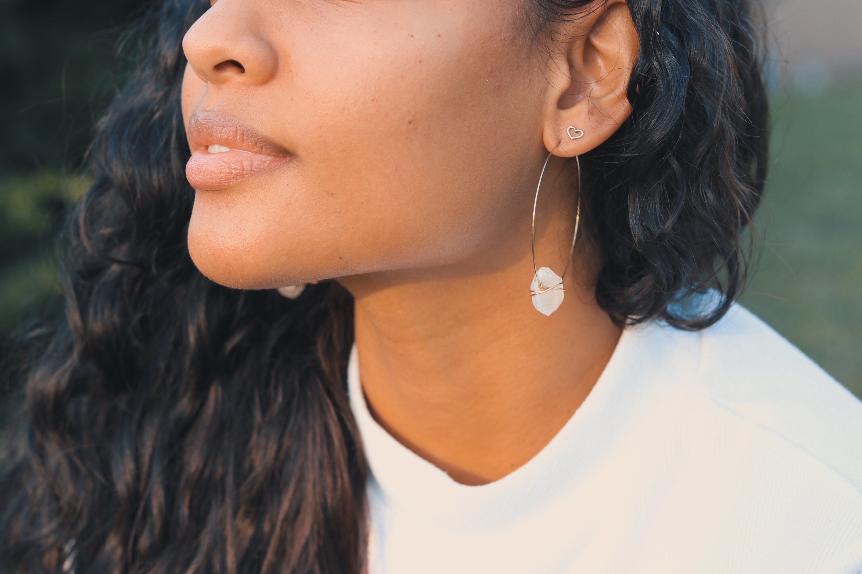 EDN79AGROB Antique Gold Crystals Hoop Earrings Rocky Beach