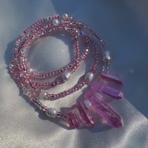 Pink Quartz Freshwater Pearl Heart Shell Chakra Natural Healing Crystal Summer Belly Waist Chain Body Beads Jewelry Waistbeads image 7
