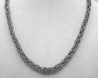 Gunmetal Candy Cane weave anodized aluminum chainmail necklace