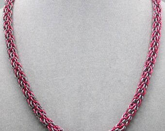 Gunmetal Candy Cane weave anodized aluminum chainmail necklace