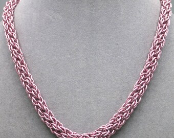 Gunmetal Candy Cane weave anodized aluminum chainmail necklace