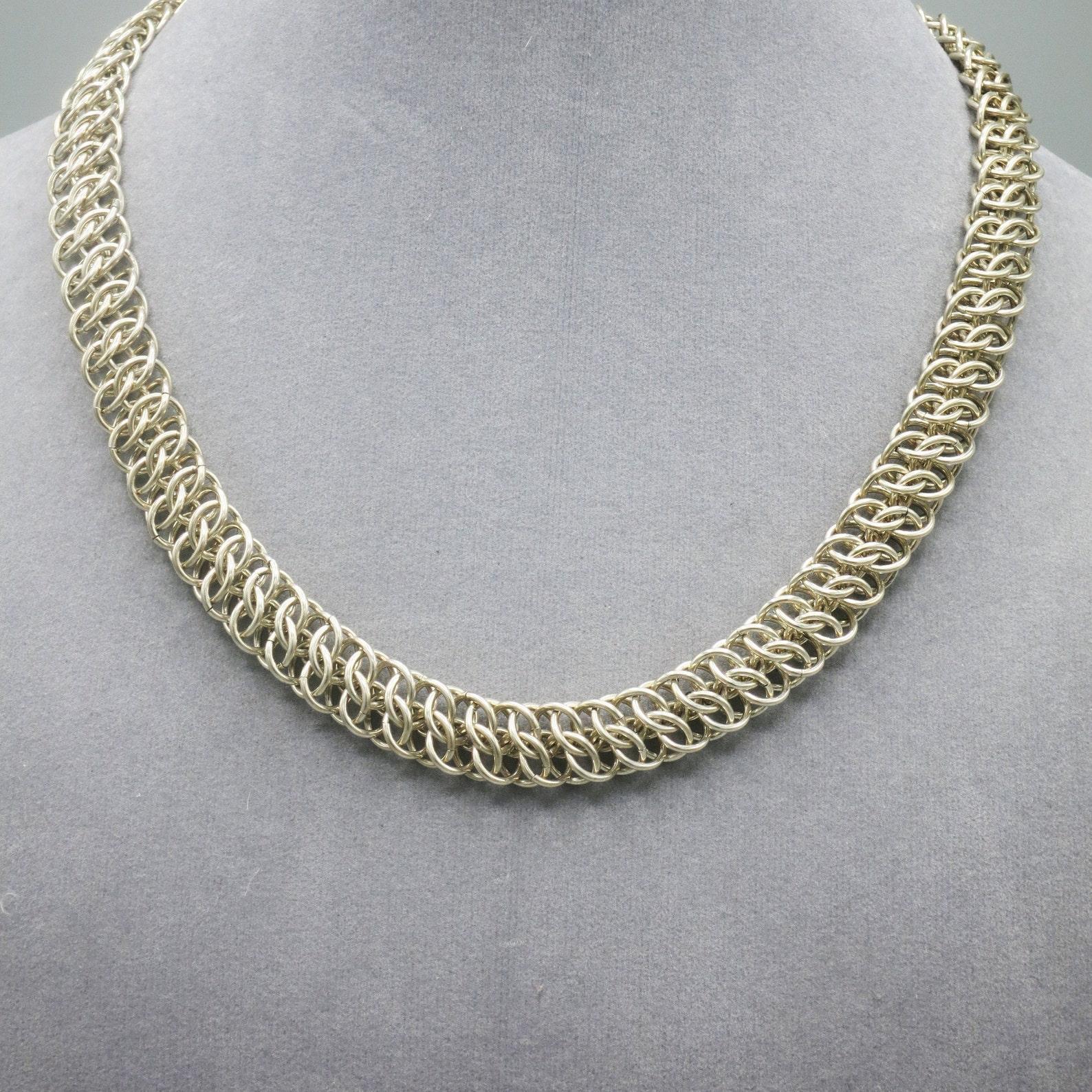 GSG .925 sterling silver chainmail short necklace or choker Etsy