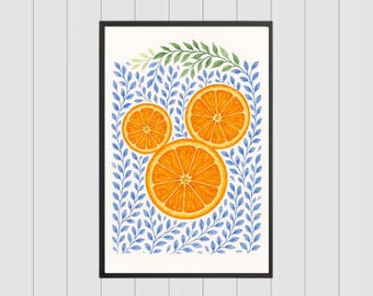Orange Watercolor Mickey Digital Print, Mediterranean Inspired Disney Art, Disney Kitchen Art, Mickey Kitchen Art, Disney Kitchen Decor