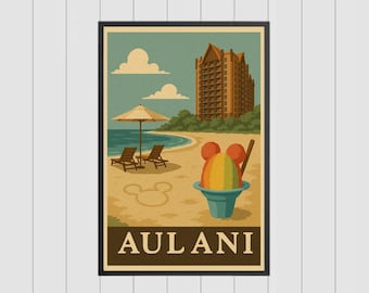 Disney Aulani Poster: Retro Hawaii Style - Vibrant Travel Art - Etsy