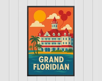 Disney Vacation Club Grand Floridian Watercolor Digital Art, DVC Member Digital Prints, Gift for DVC Member, Disney World Grand Floridian