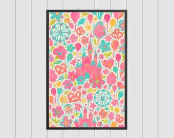 Lilly Inspired Digital Download |  Theme Park Pattern Digital Download | Disney Park Inspired Poster
