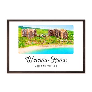 Disney Urlaub Club Aulani Willkommen zu Hause Digital Druck, PVC Kunst, PVC Aulani Kunst, Disney Urlaub Club Aquarell Kunst, Disney-Wand-Dekor