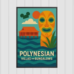 Disney Vacation Club Polynesian Digital Print, DVC Member Digital Art, Disney Polynesian Wall Decor, Disney Tiki Art, Disney Resort Print