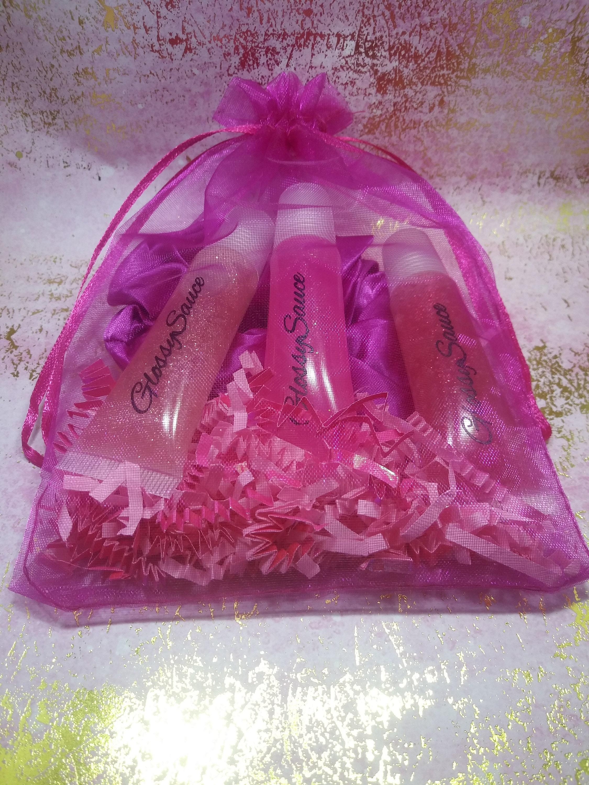 Valentines Lip Gloss Bundle with Scrunchie Gift GlossySauce Etsy