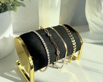 Four Piece Gold Bracelet Set l Layered Waterproof PVD Gold Bracelets l Non Tarnish Stackable Chain Bracelets